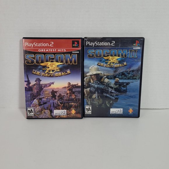Lot of 2 SOCOM & SOCOM II US Navy Seals Playstation 2 Games Tested